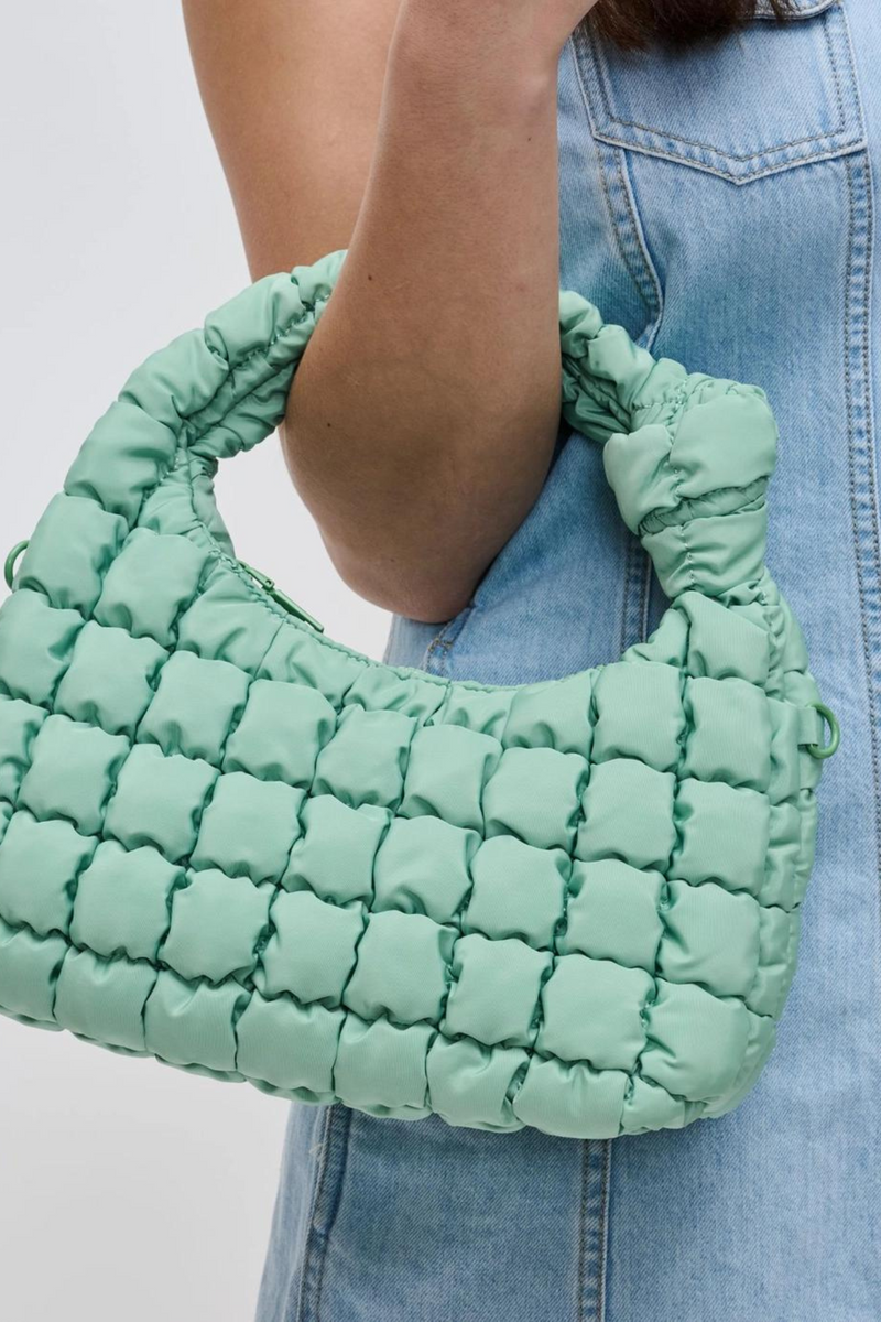 Radiance Pistachio Quilted Nylon Crossbody