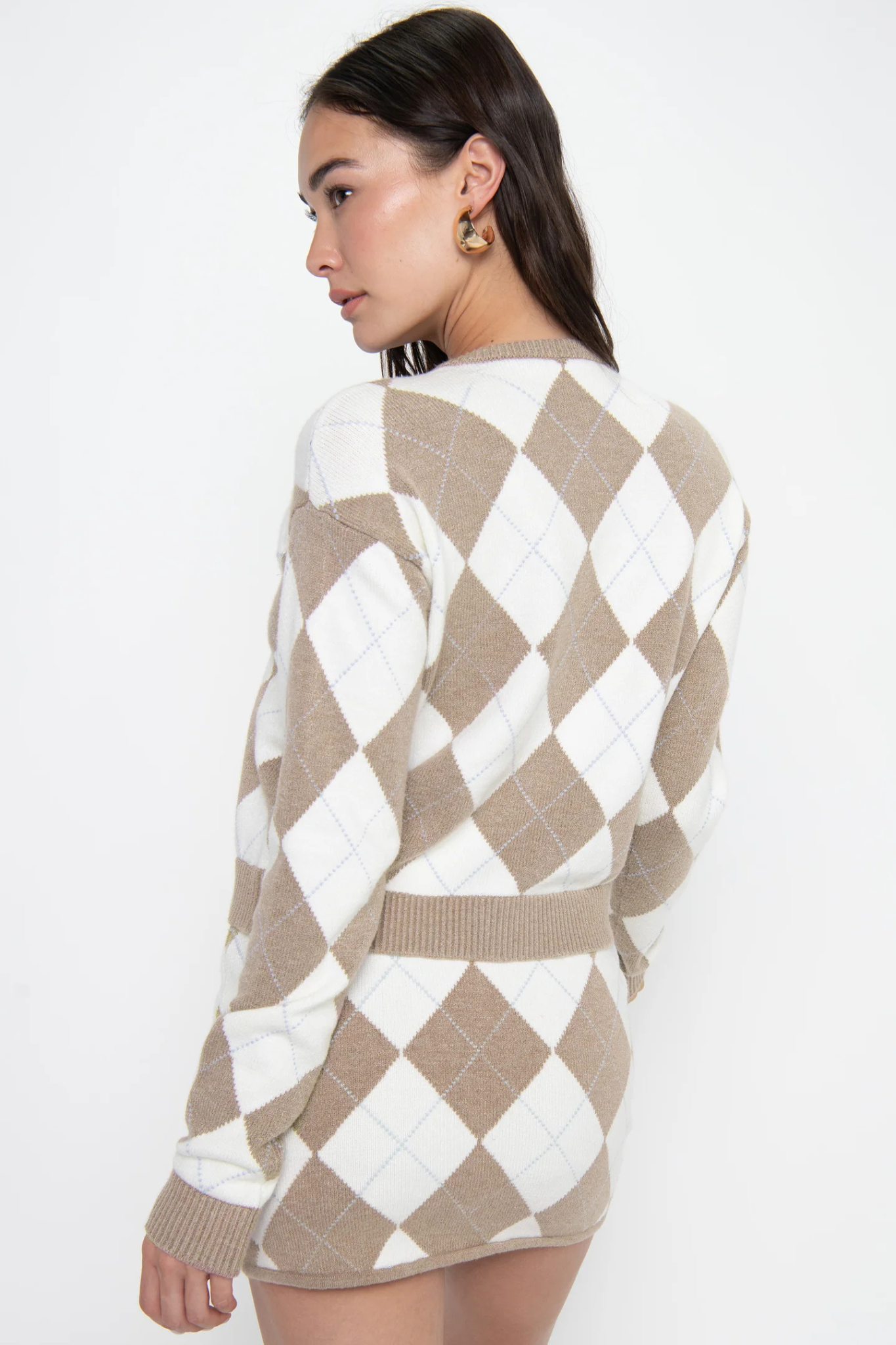 Throw On Argyle Knit Cardigan