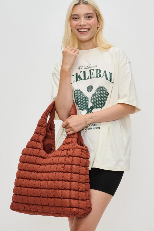 Elevate Rust Quilted Nylon Hobo