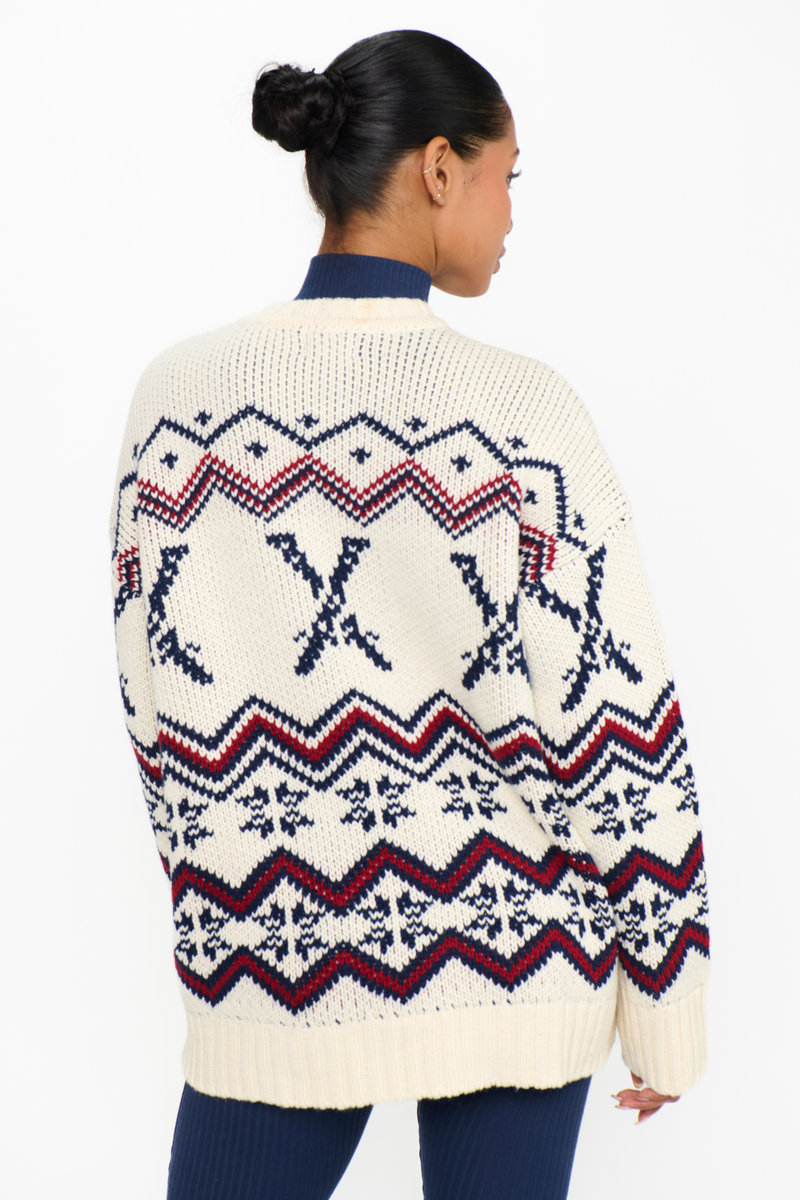 Ski In Cream Knit Sweater
