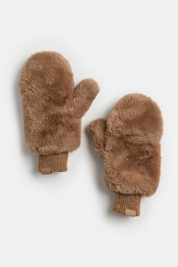 Taupe Faux Fur Mittens