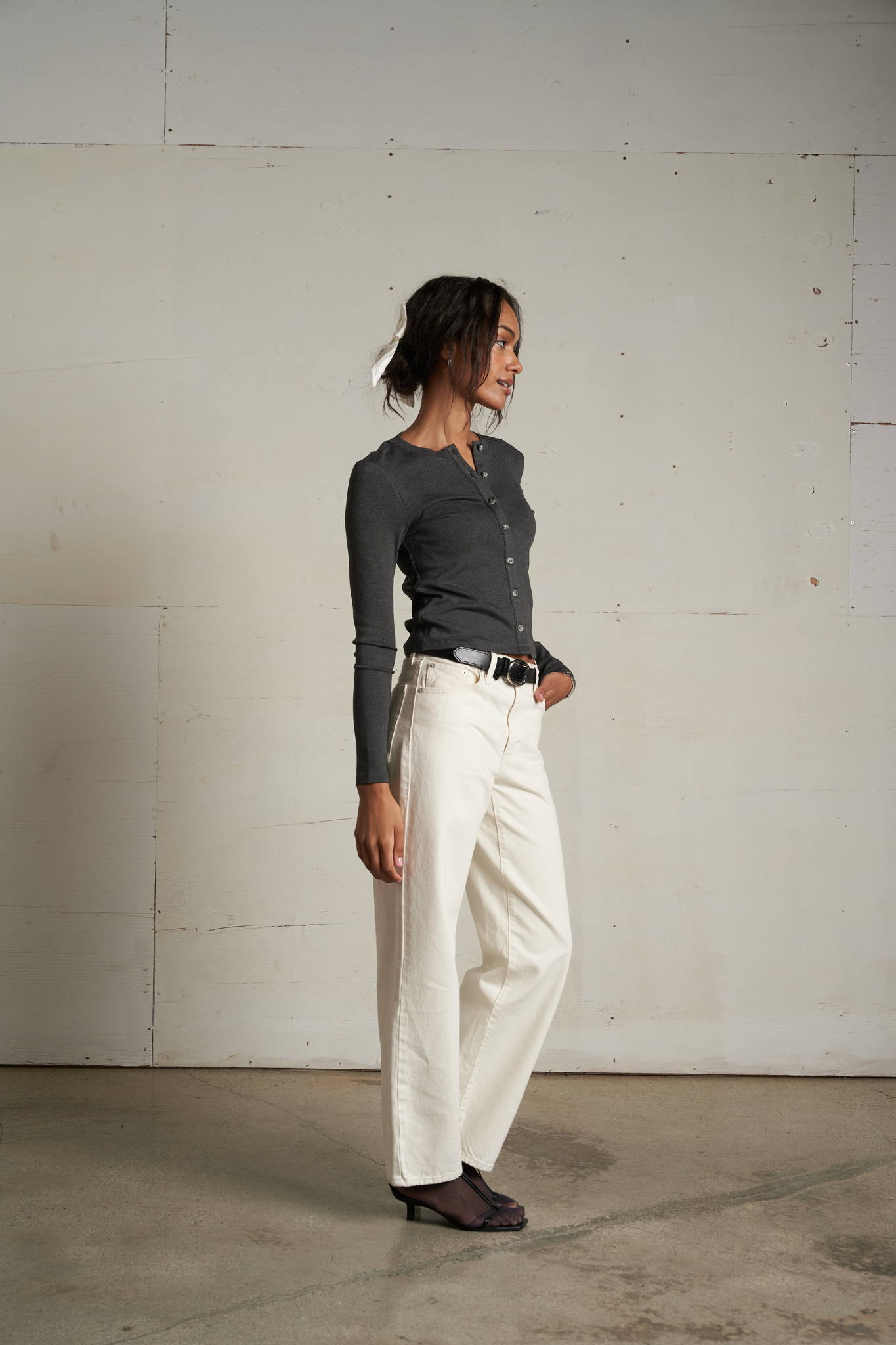 Maureen Charcoal Luxe Rib Cardigan