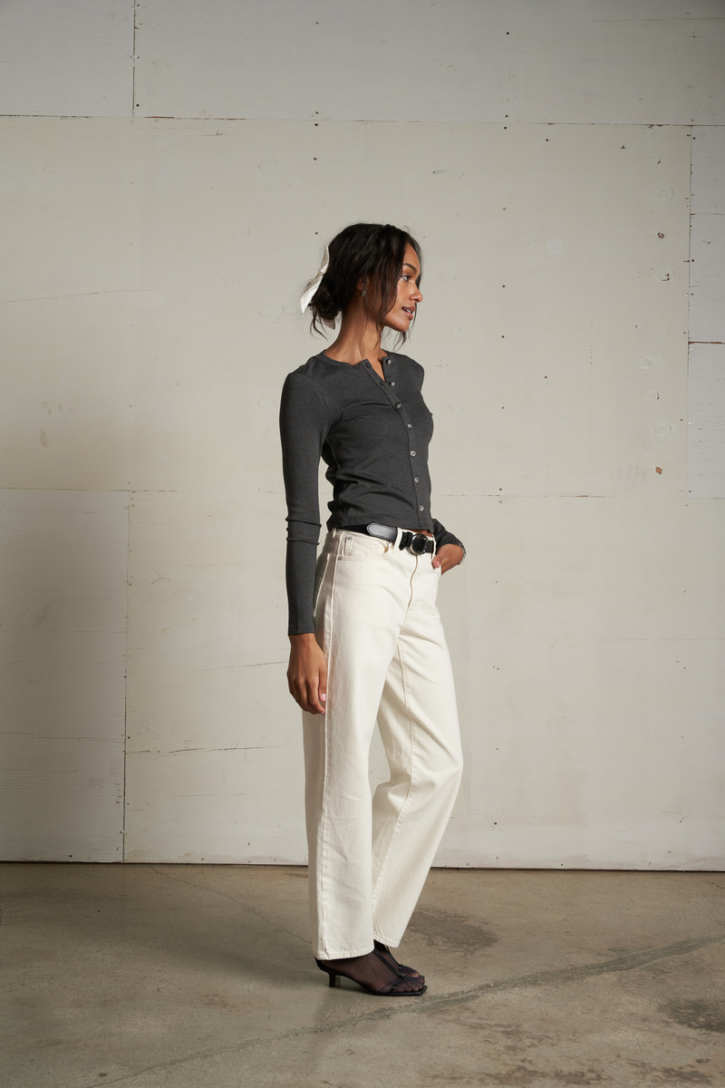 Maureen Charcoal Luxe Rib Cardigan