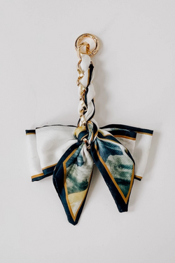 Navy Abstract Satin Bag Charm