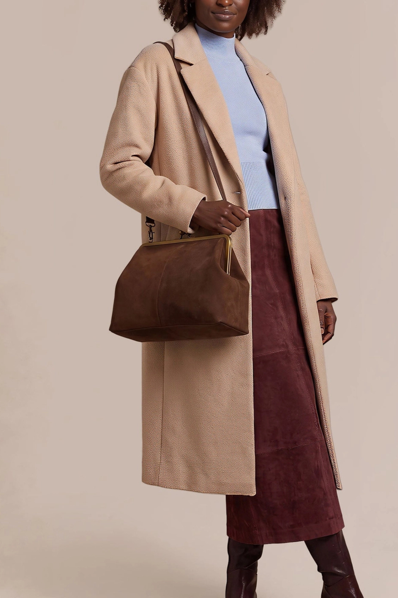 Grace Espresso Suede Oversized Clutch
