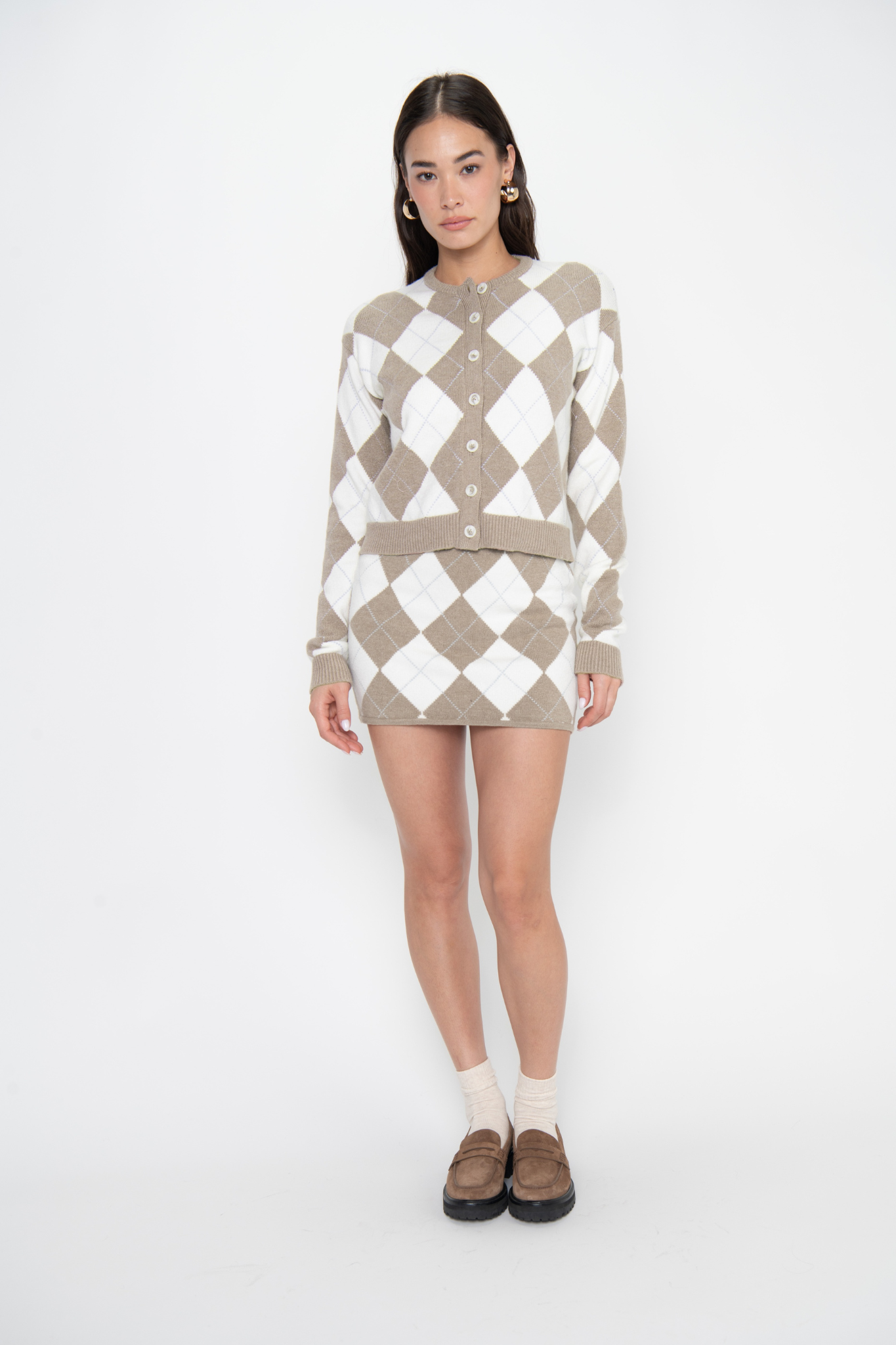 Cher Argyle Knit Mini Skort