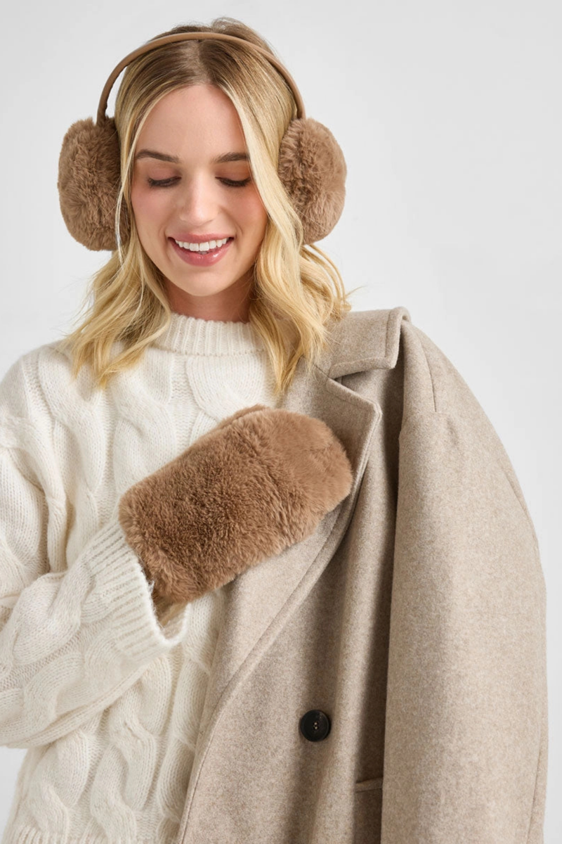 Taupe Faux Fur Mittens