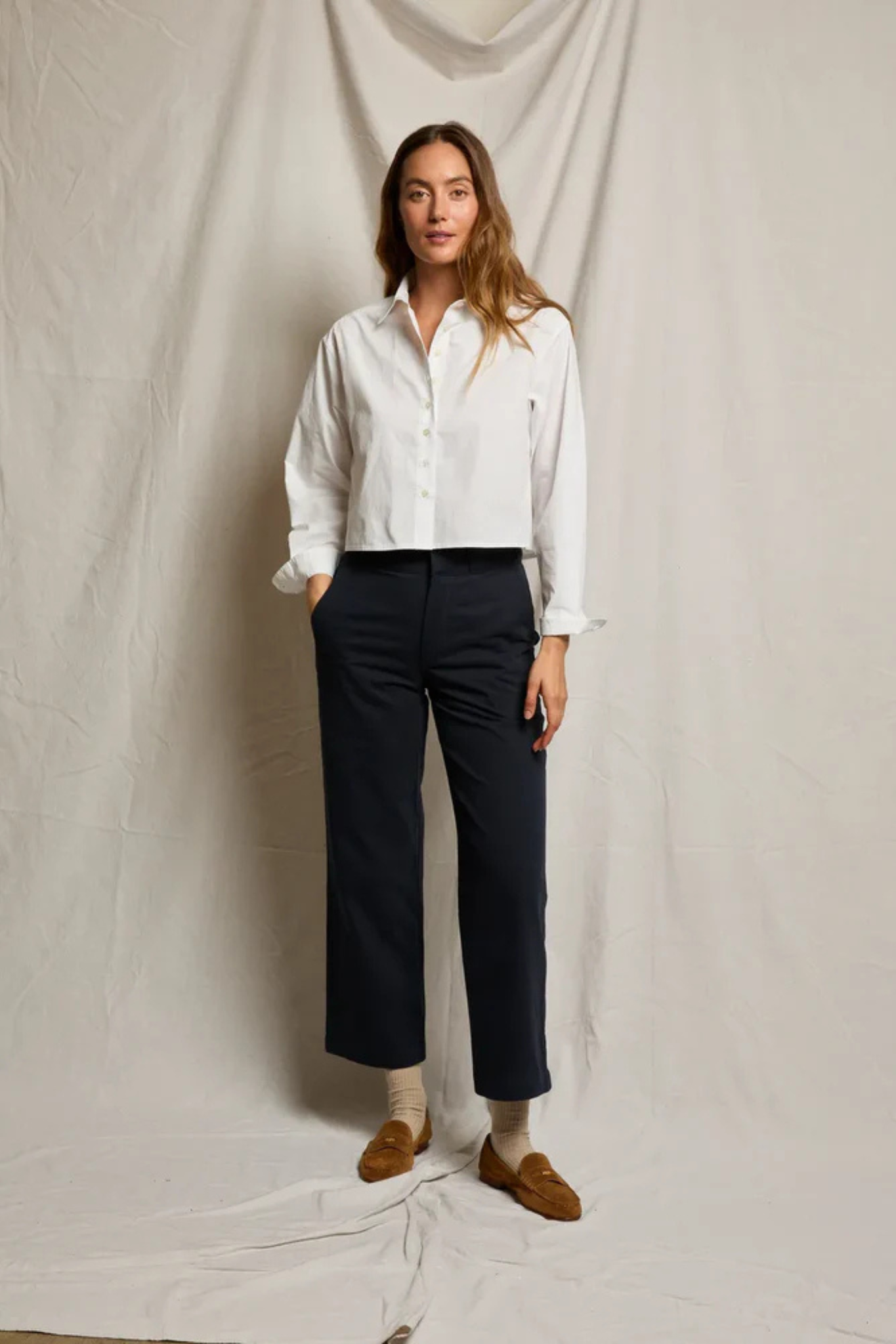 Naomi White Poplin Button Down