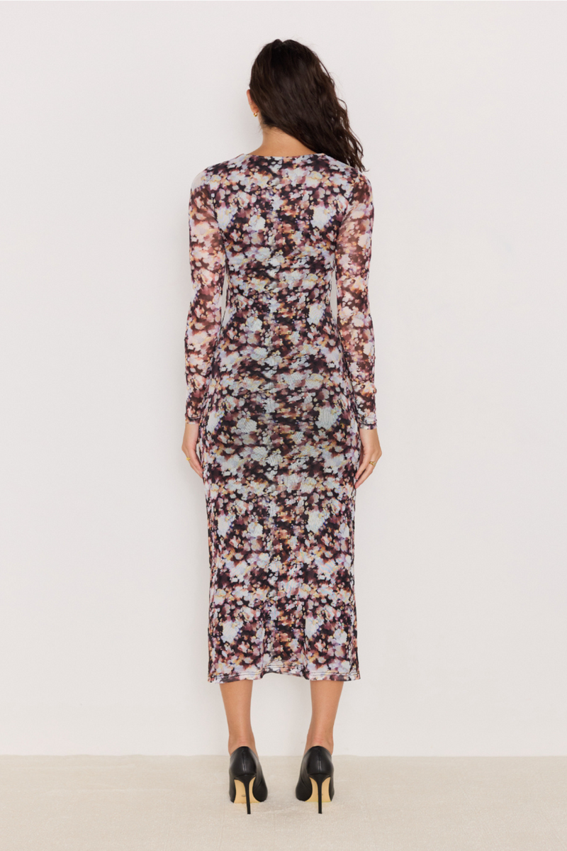 Audrey Abstract Mesh Midi Dress