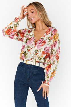 Lydia Hillside Floral Ruffle Top