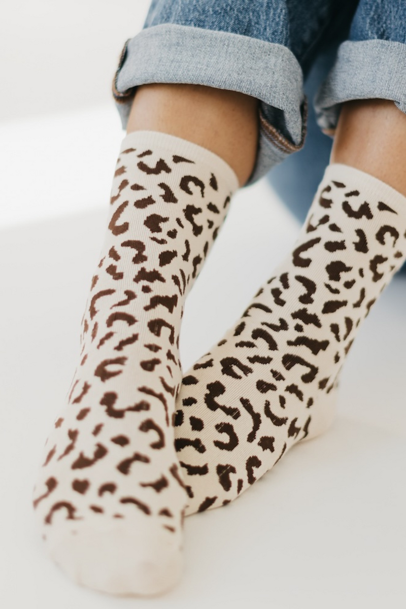 Tan Cheetah Socks