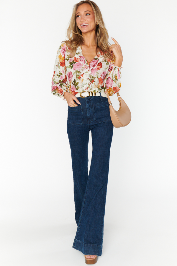 Lydia Hillside Floral Ruffle Top