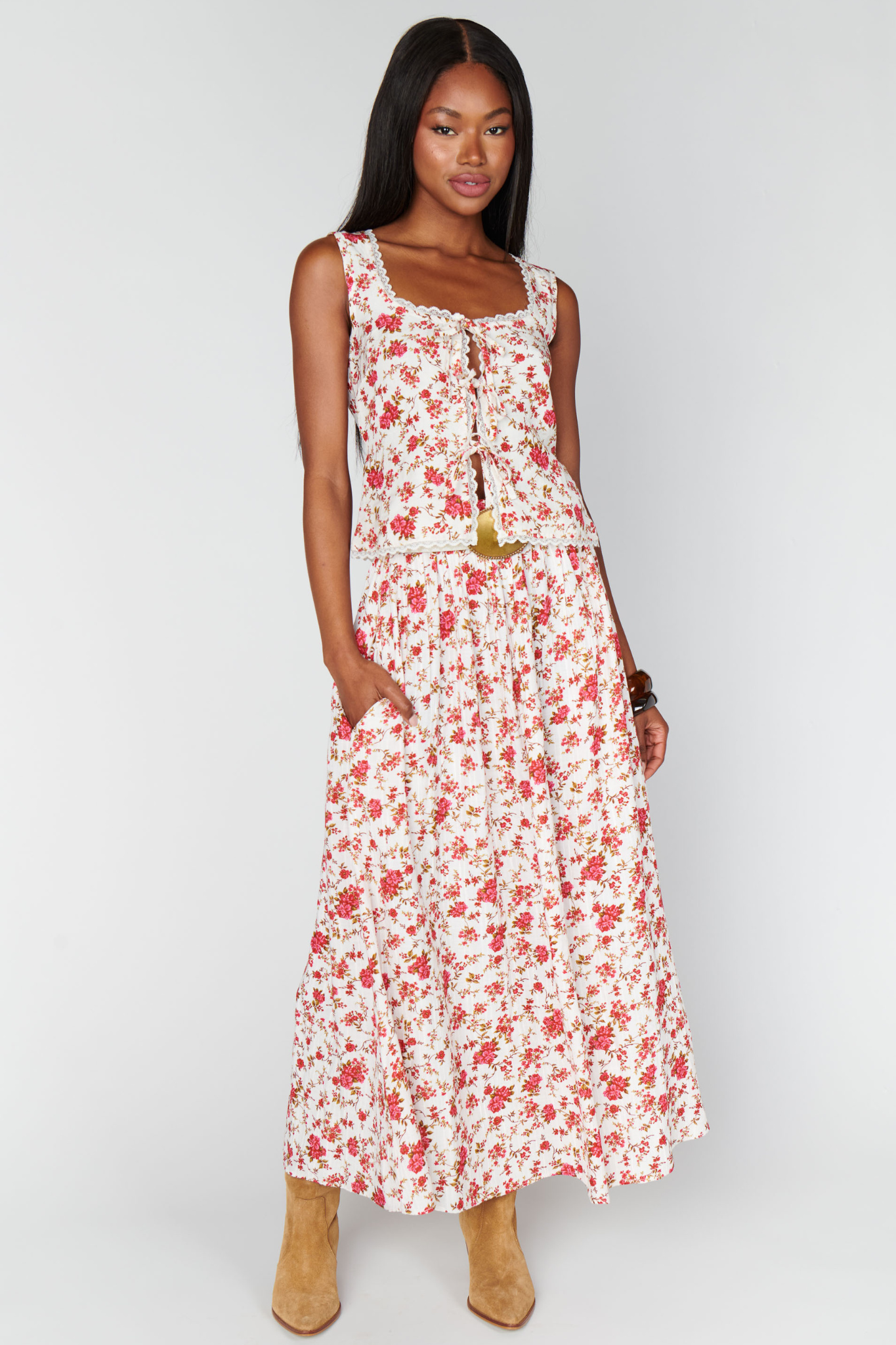 Adrianna Southern Roses Maxi Skirt