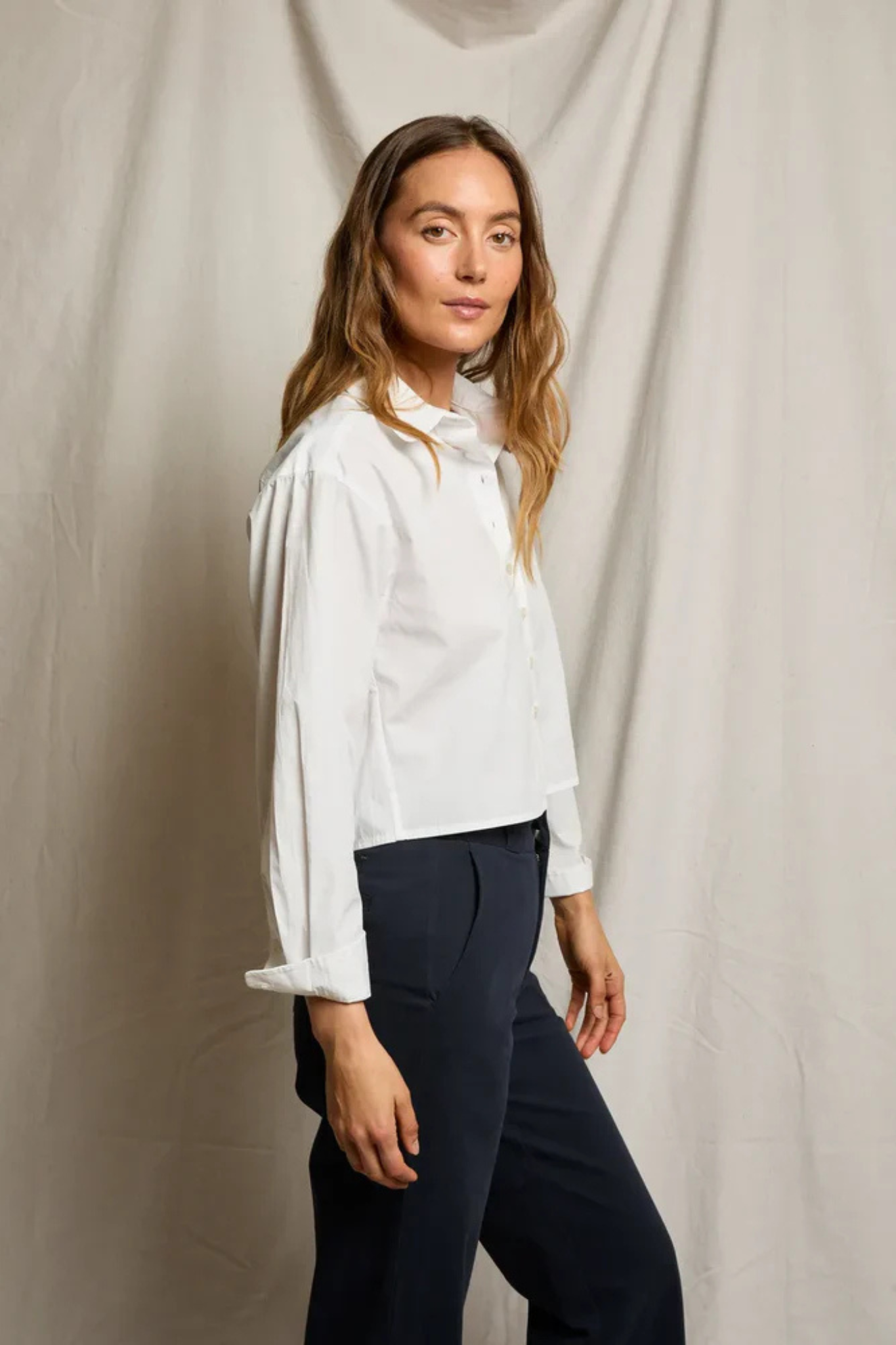 Naomi White Poplin Button Down