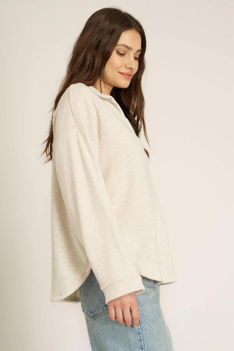 Chiara Oatmeal Cozy Collared Pullover