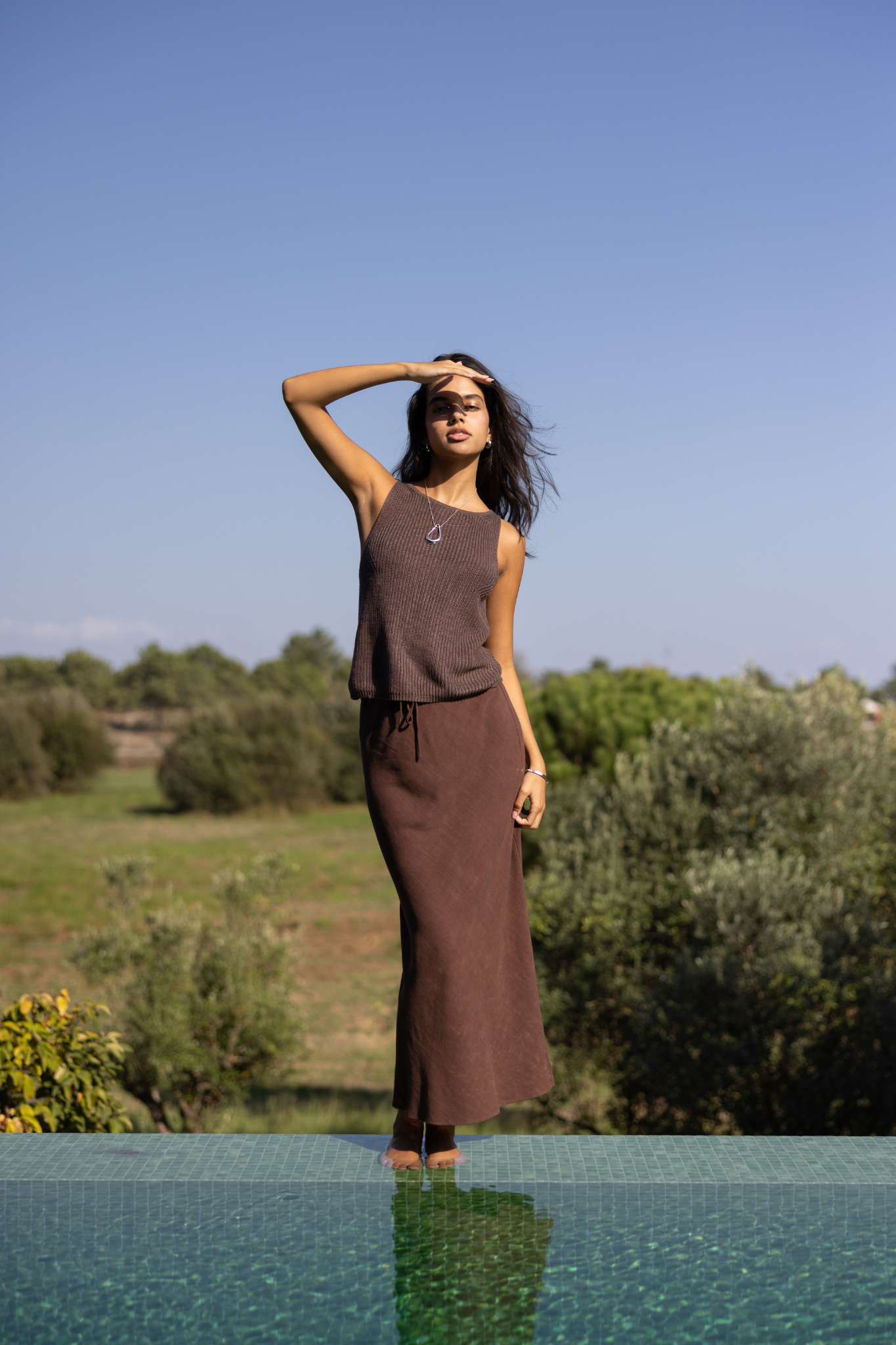 Cassia Espresso Midi Skirt