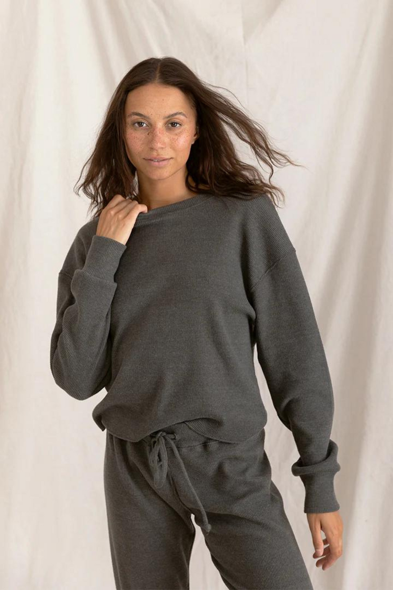 Isla Charcoal Ribbed Pullover