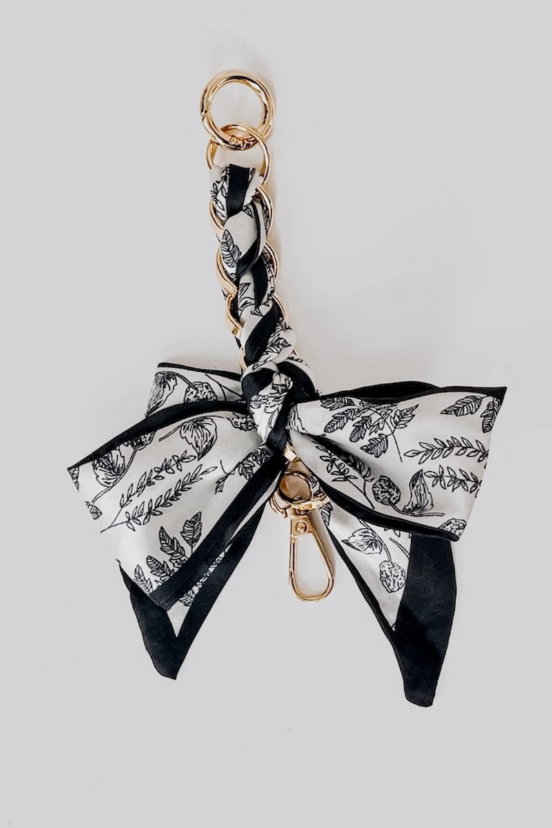 Black Floral Satin Bag Charm