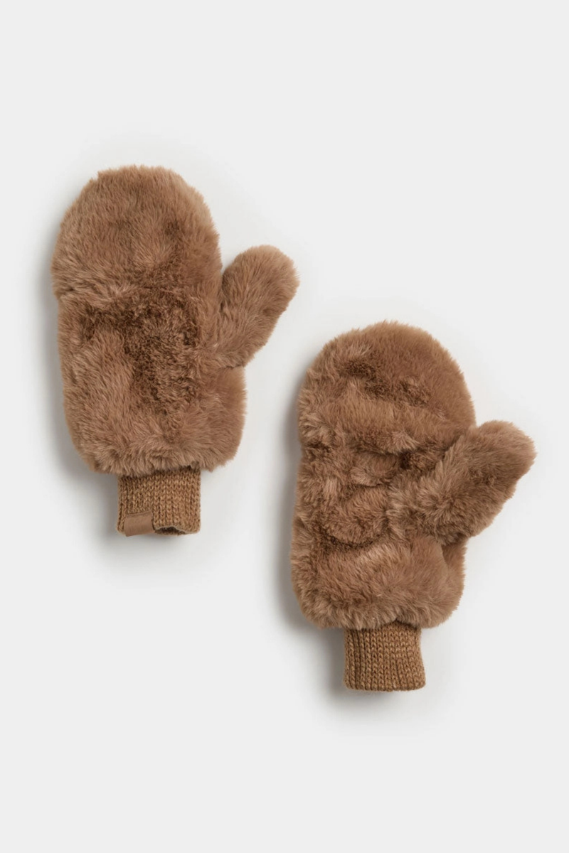 Taupe Faux Fur Mittens