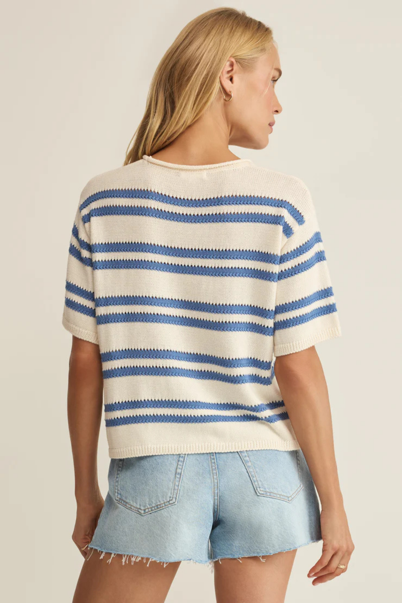 Prado Lake Blue Stripe Sweater Tee