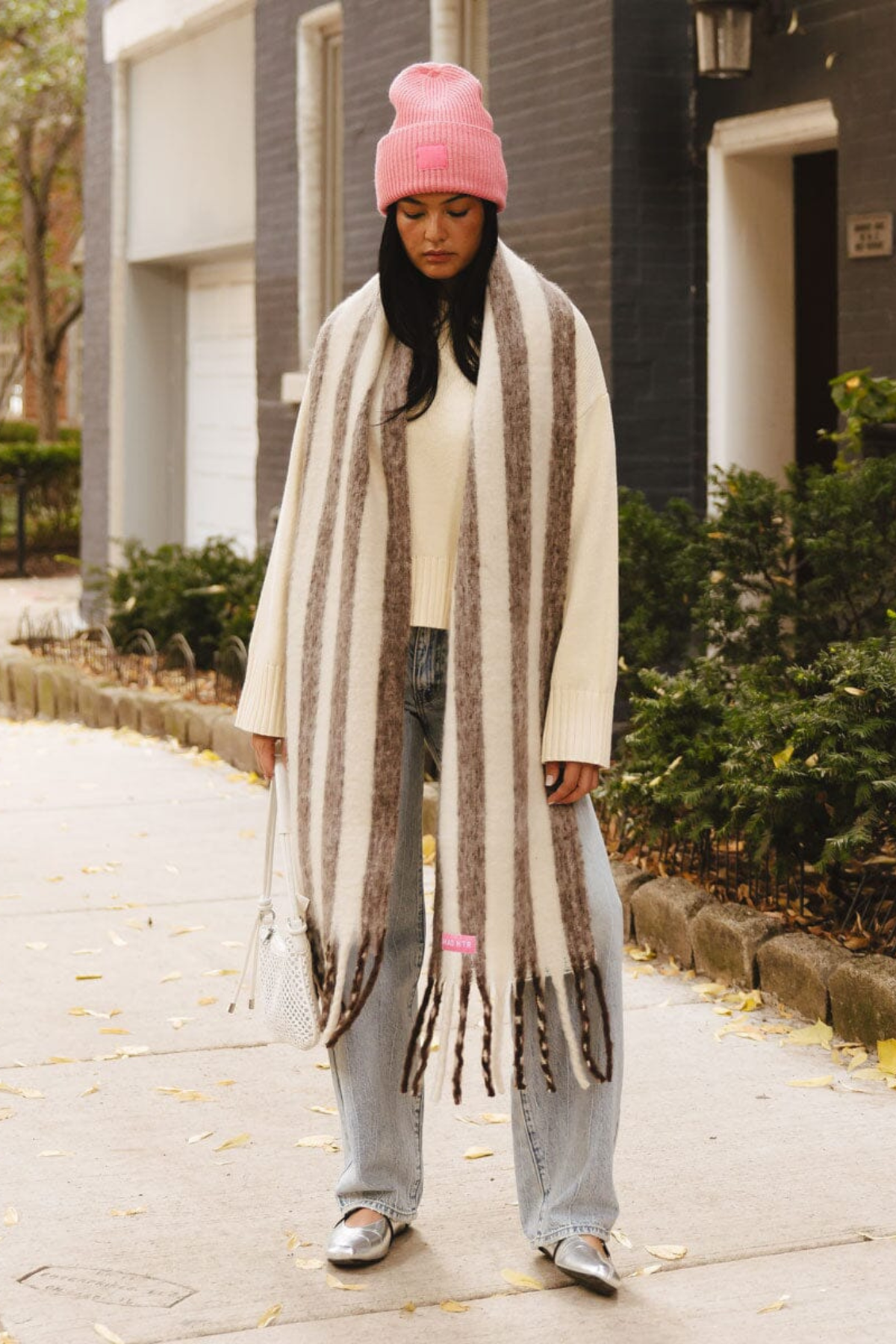 Sachet Pink Ribbed Knit Beanie