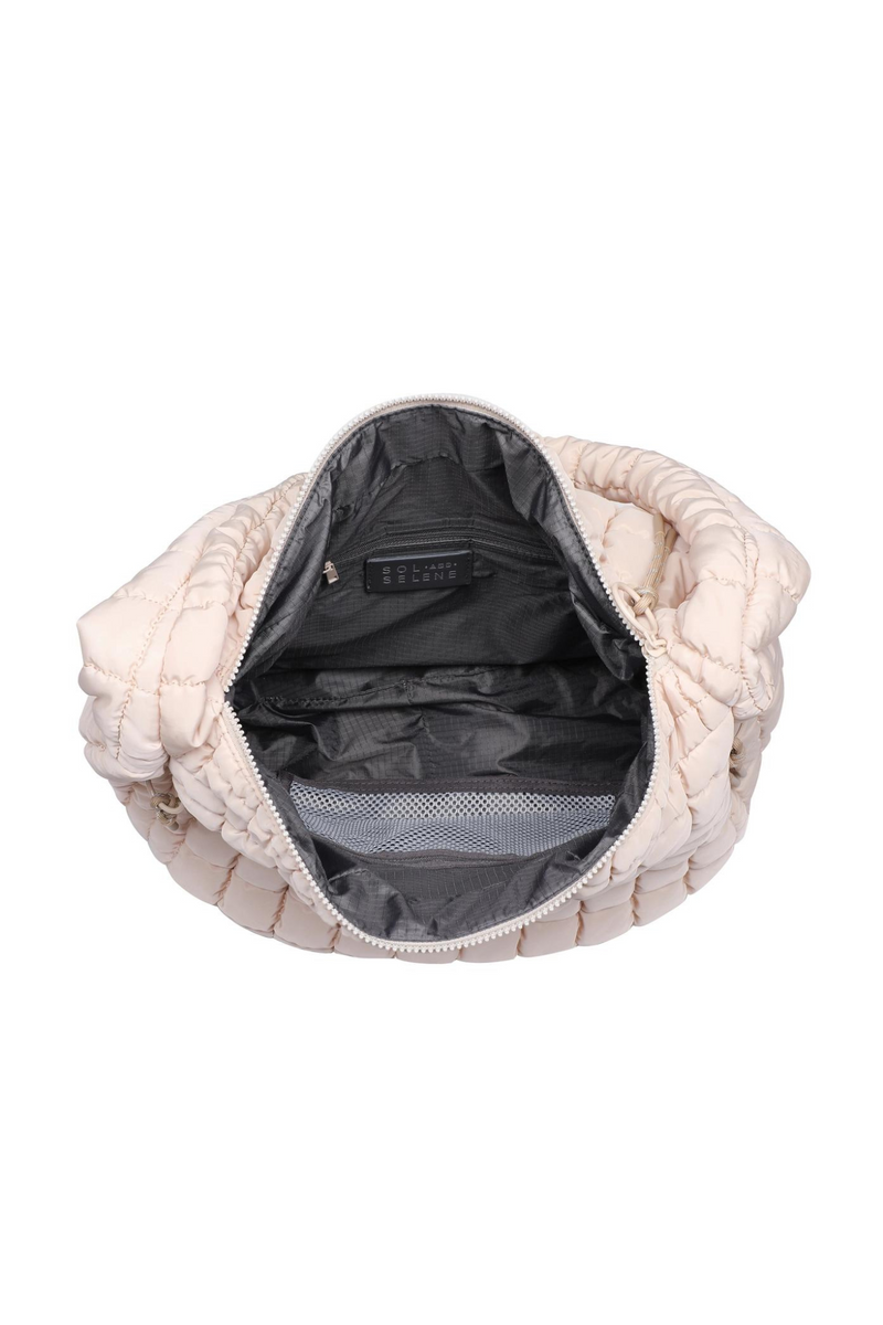 Revive Cream Quilted Nylon Hobo