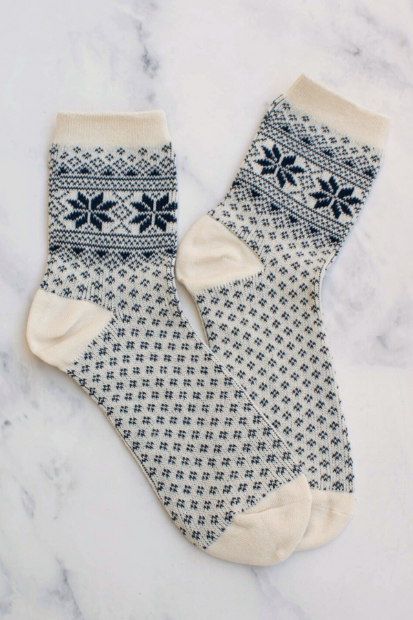 Cozy Ivory Snowflake Socks