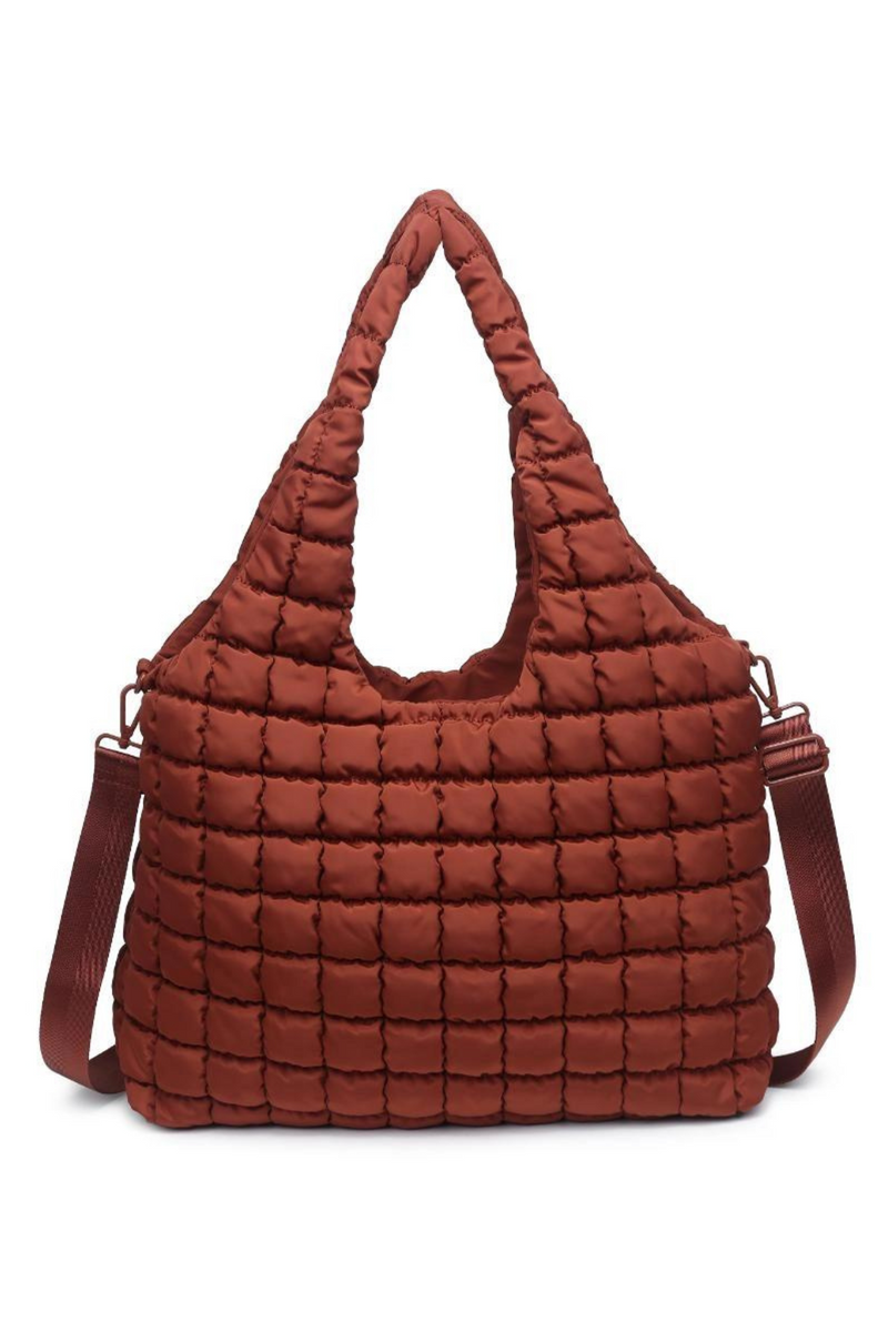 Elevate Rust Quilted Nylon Hobo