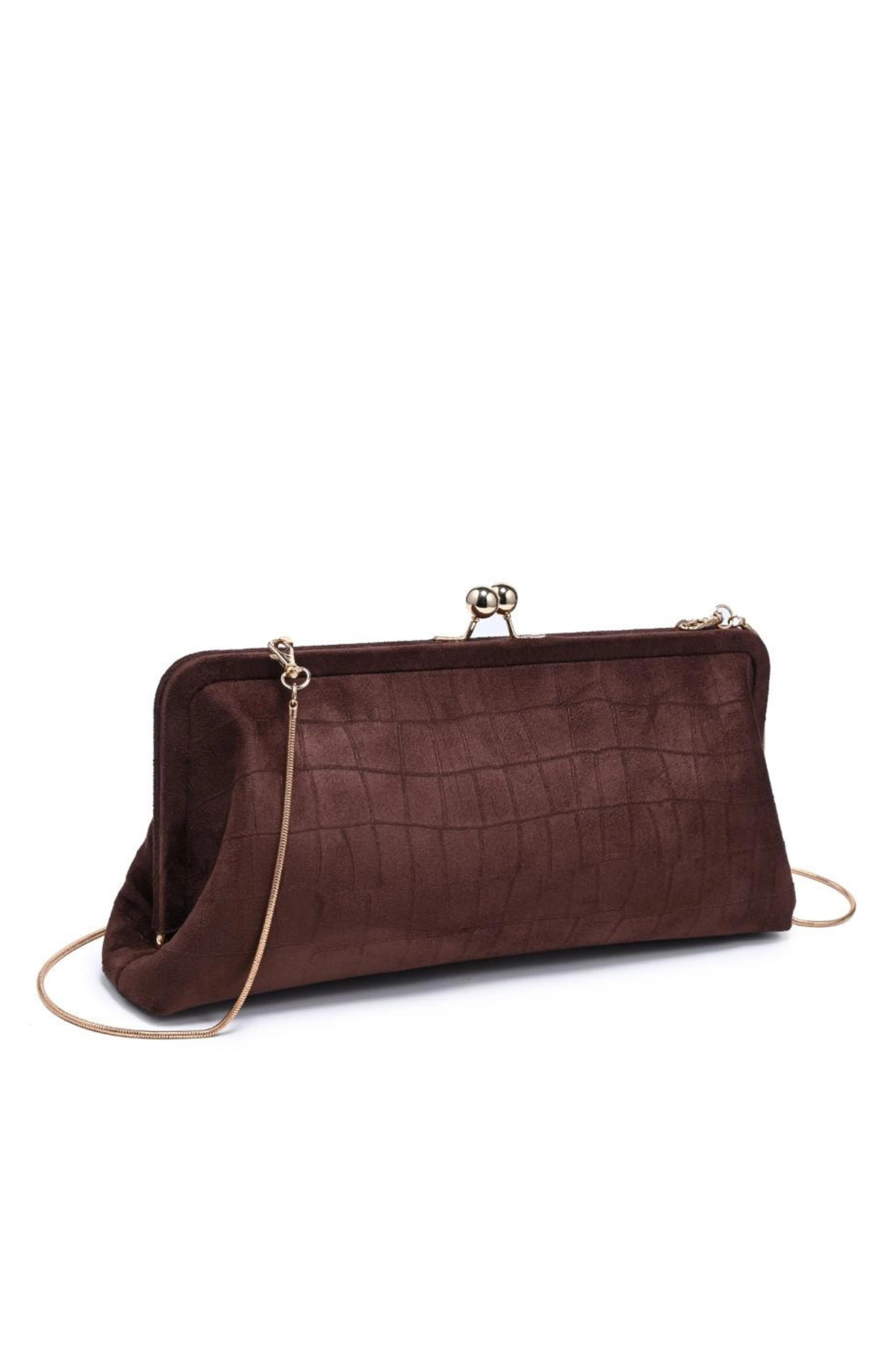 Kristin Chocolate Faux Suede Clutch