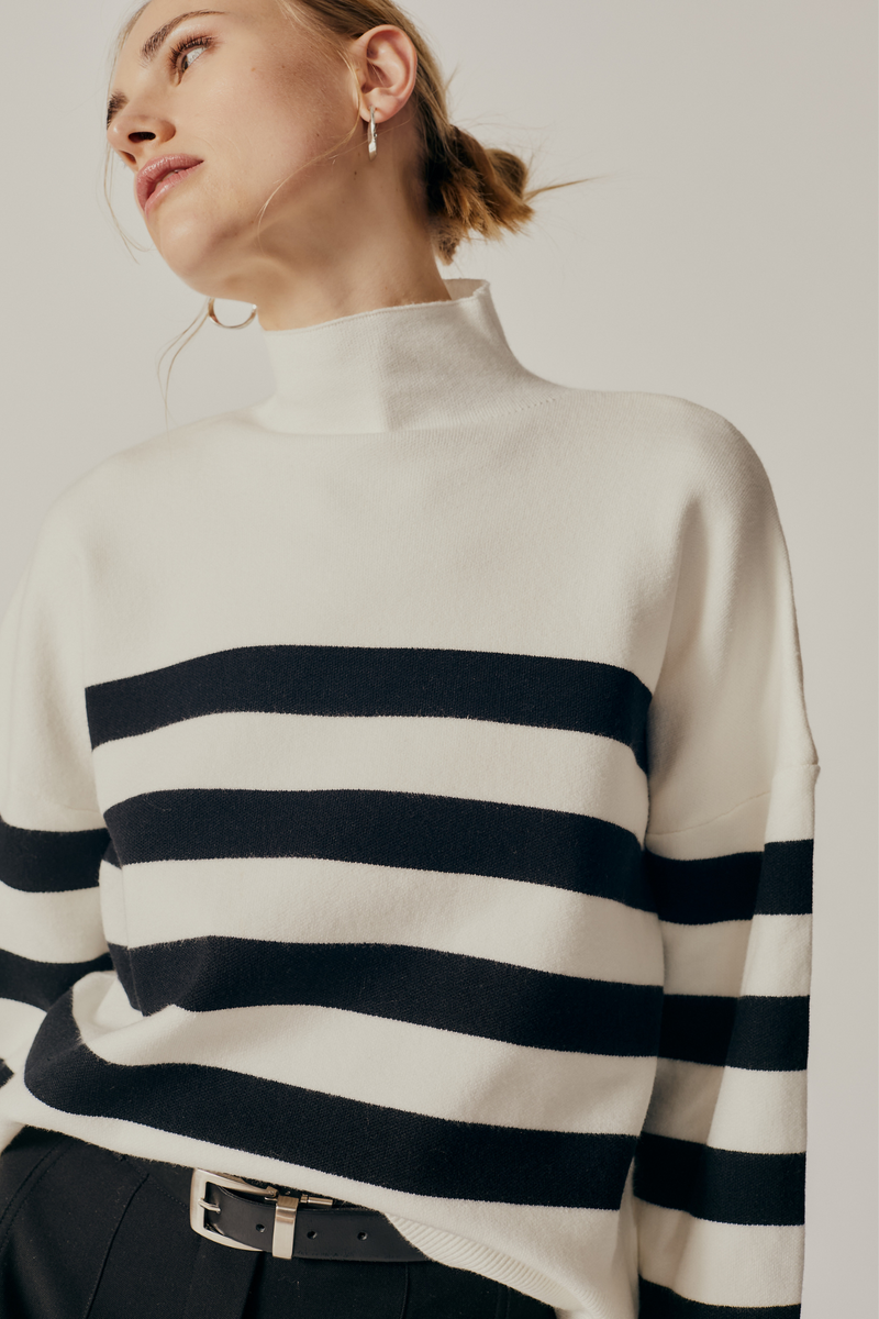 Livia Stripe Turtleneck Sweater