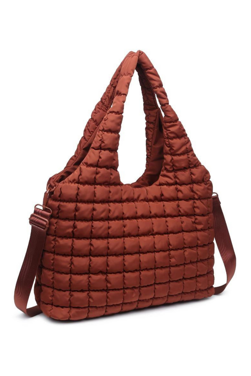 Elevate Rust Quilted Nylon Hobo