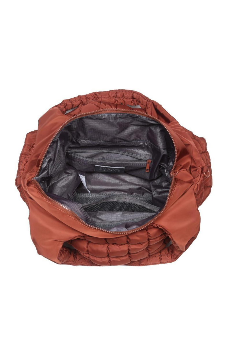 Elevate Rust Quilted Nylon Hobo