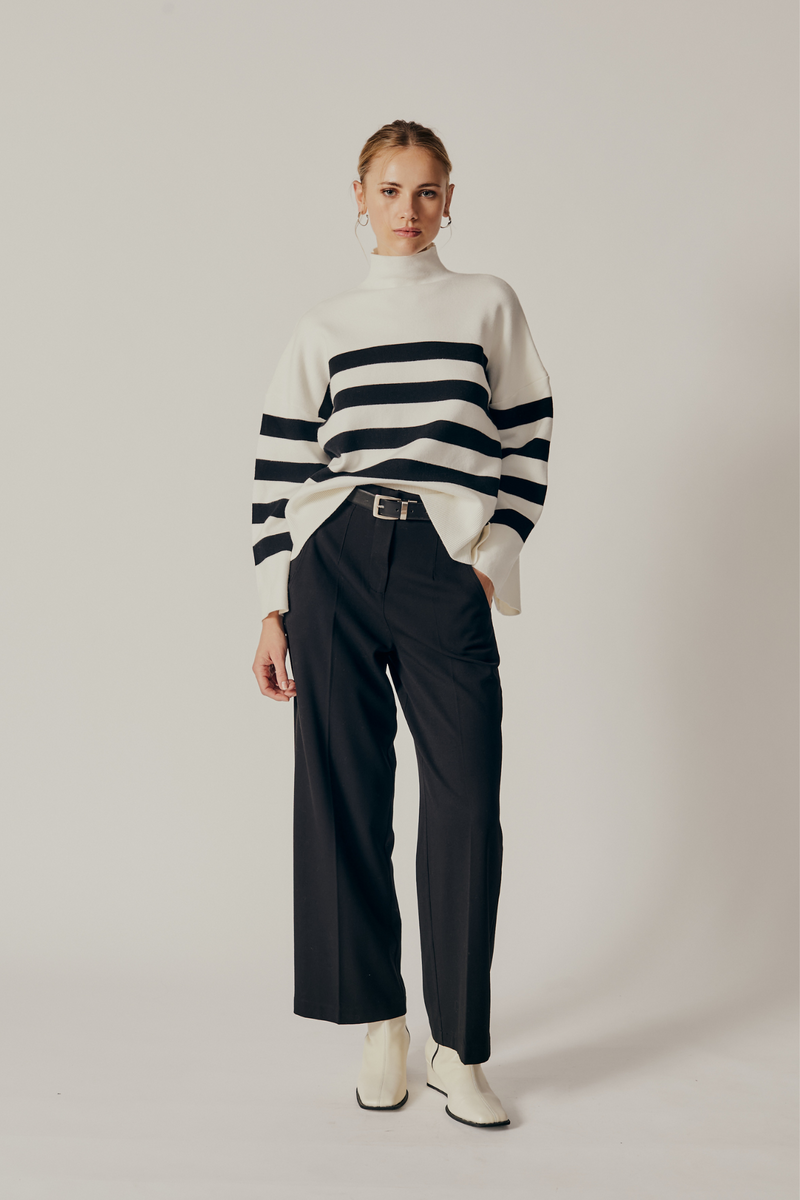 Livia Stripe Turtleneck Sweater