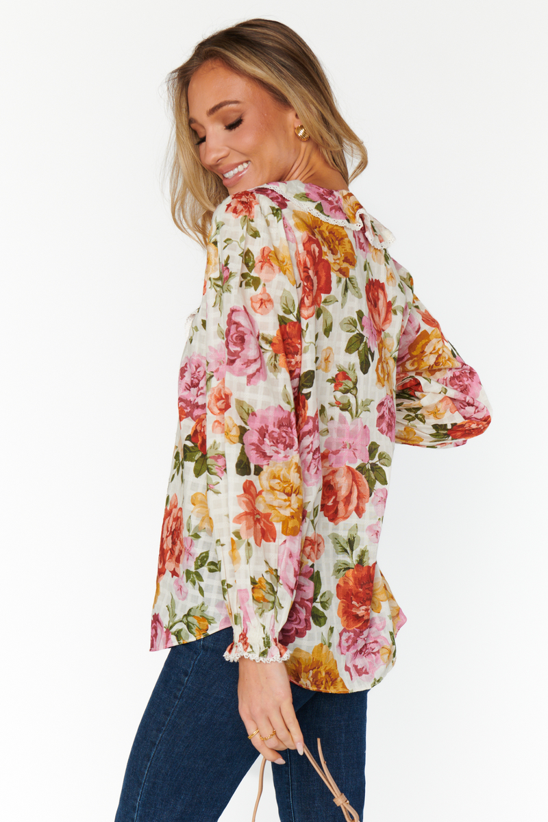 Lydia Hillside Floral Ruffle Top