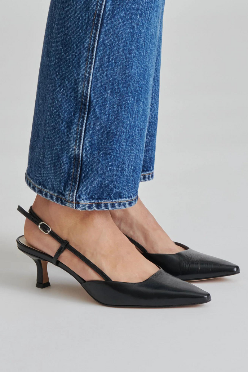 Odela Midnight Crinkle Leather Heel