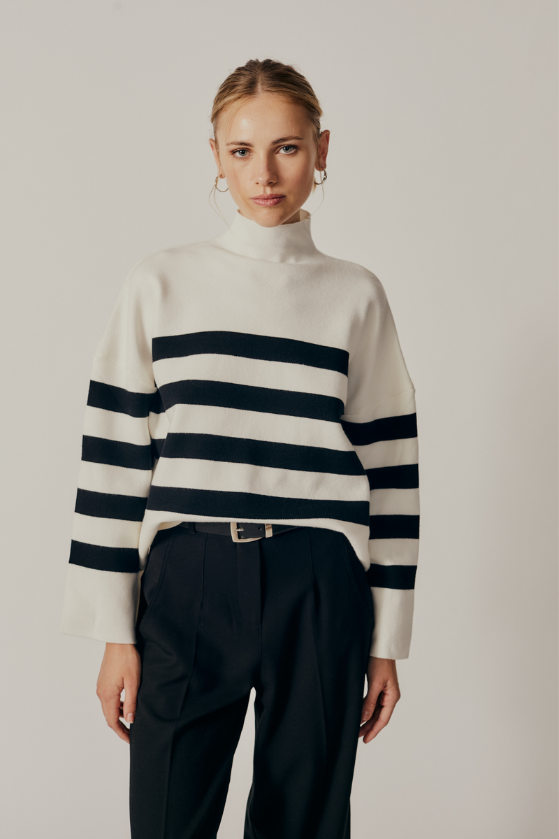 Livia Stripe Turtleneck Sweater