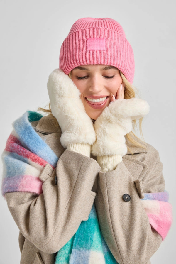 Sachet Pink Ribbed Knit Beanie