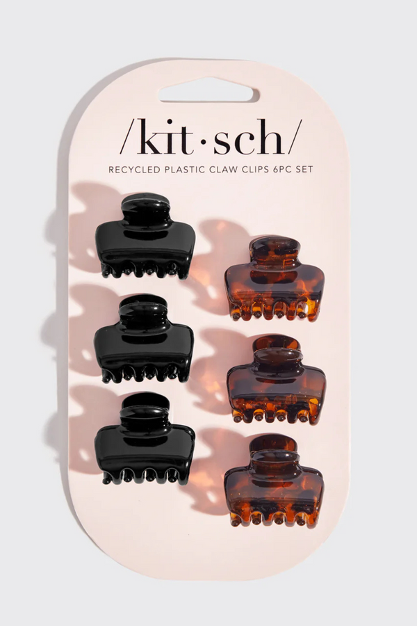 Black + Tort Mini Puffy Claw Clip