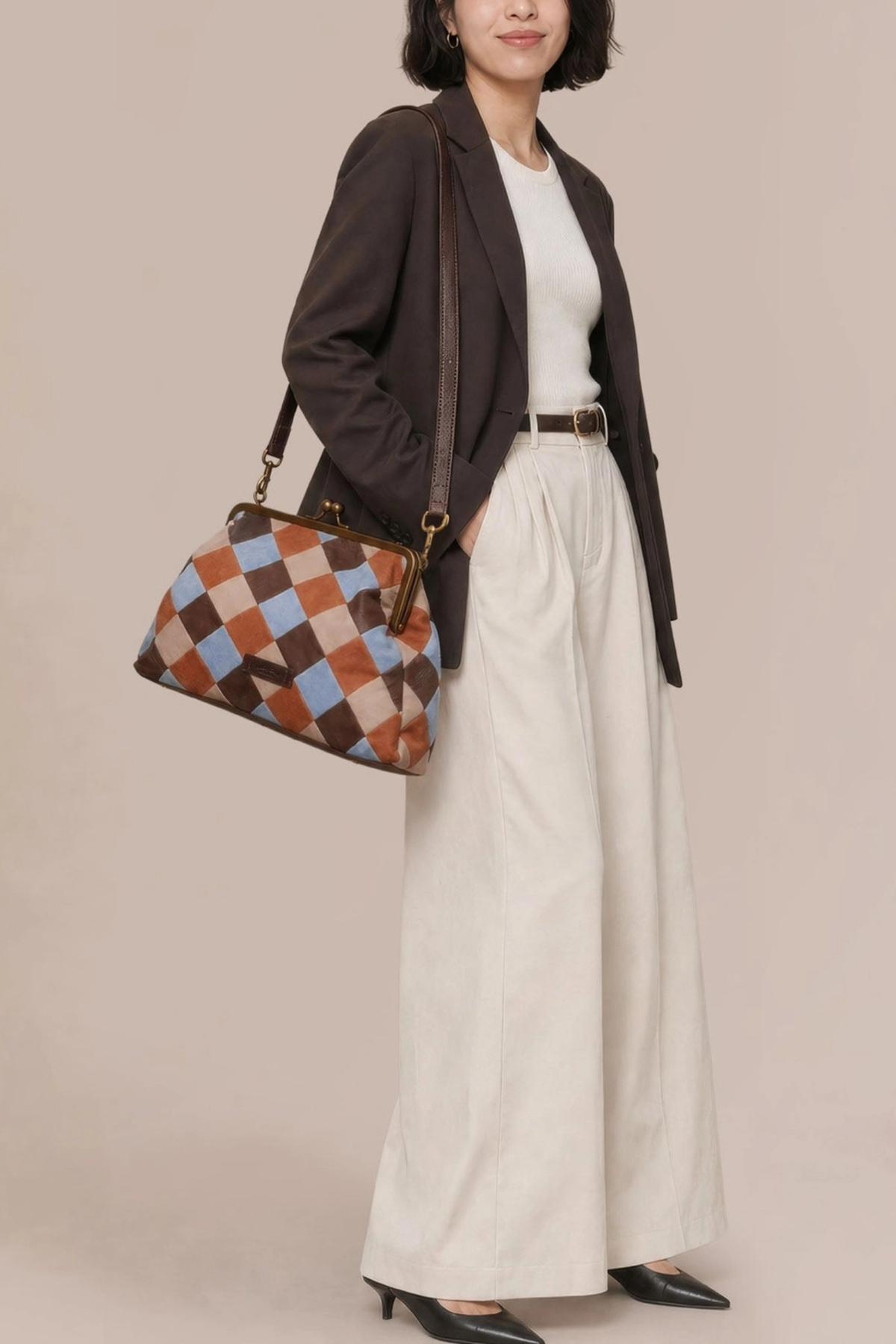 Grace Espresso Patchwork Oversized Clutch