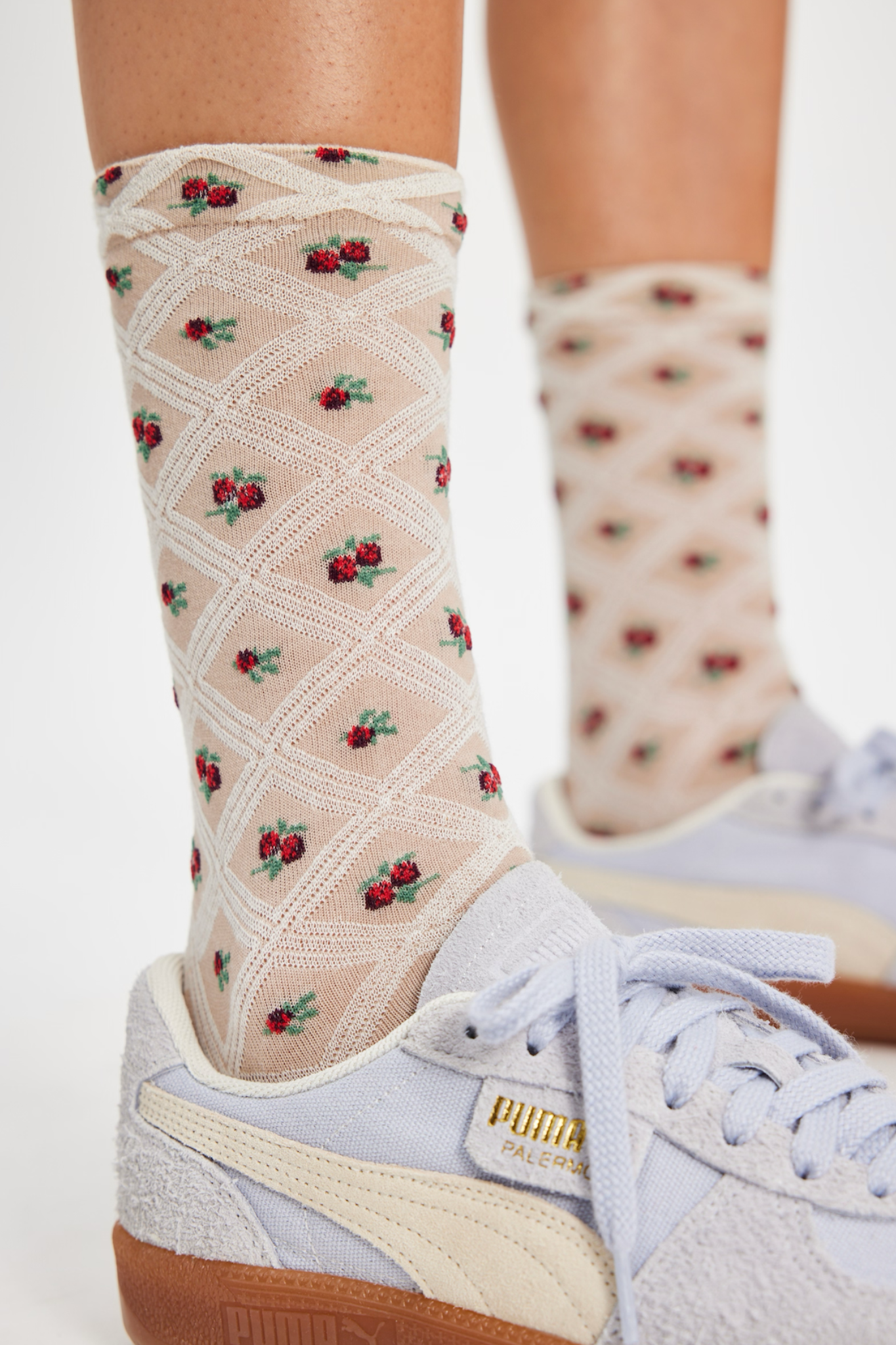 Ivory Floral Jacquard Sock