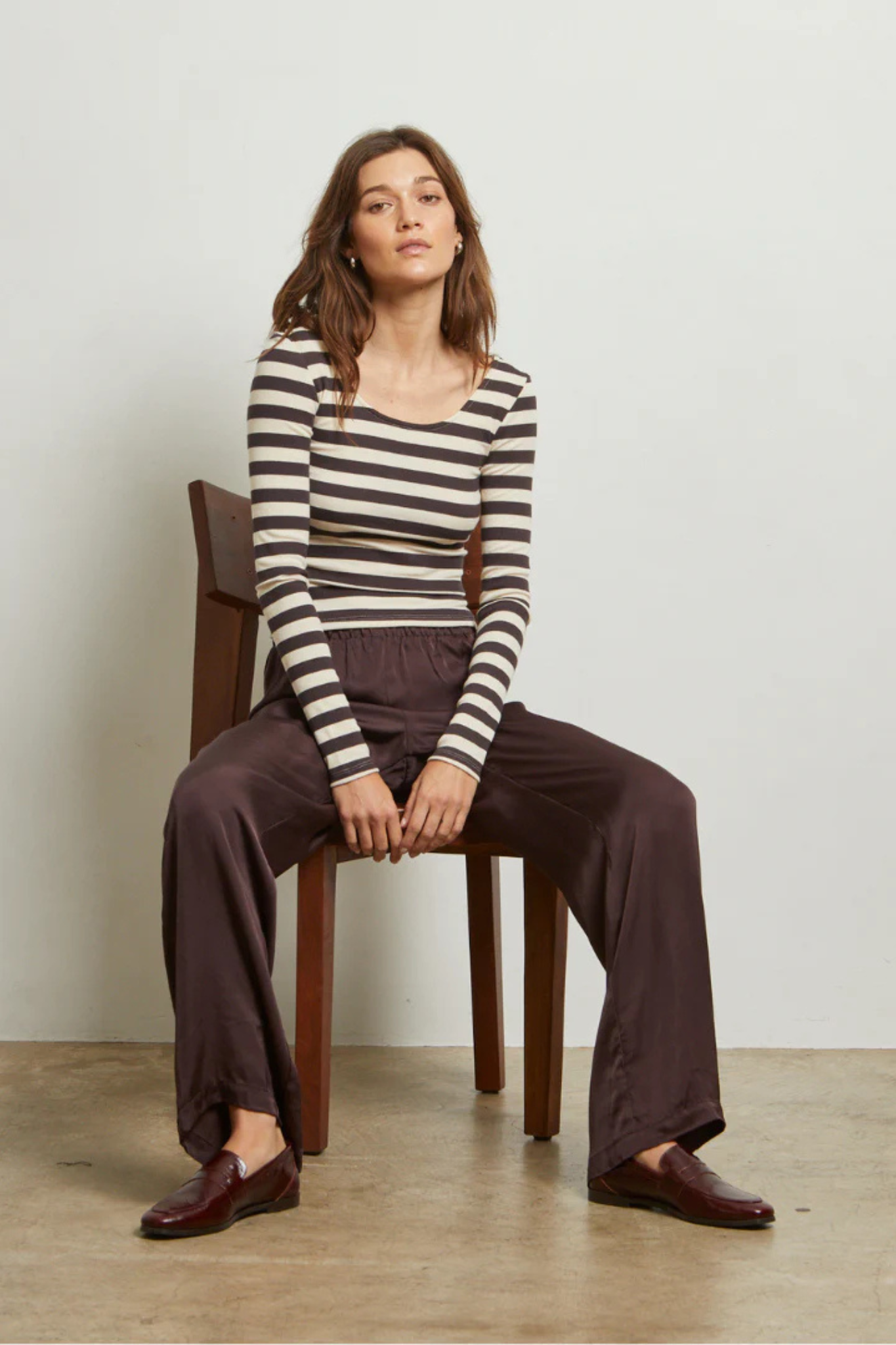 Anya Mocha Stripe Top