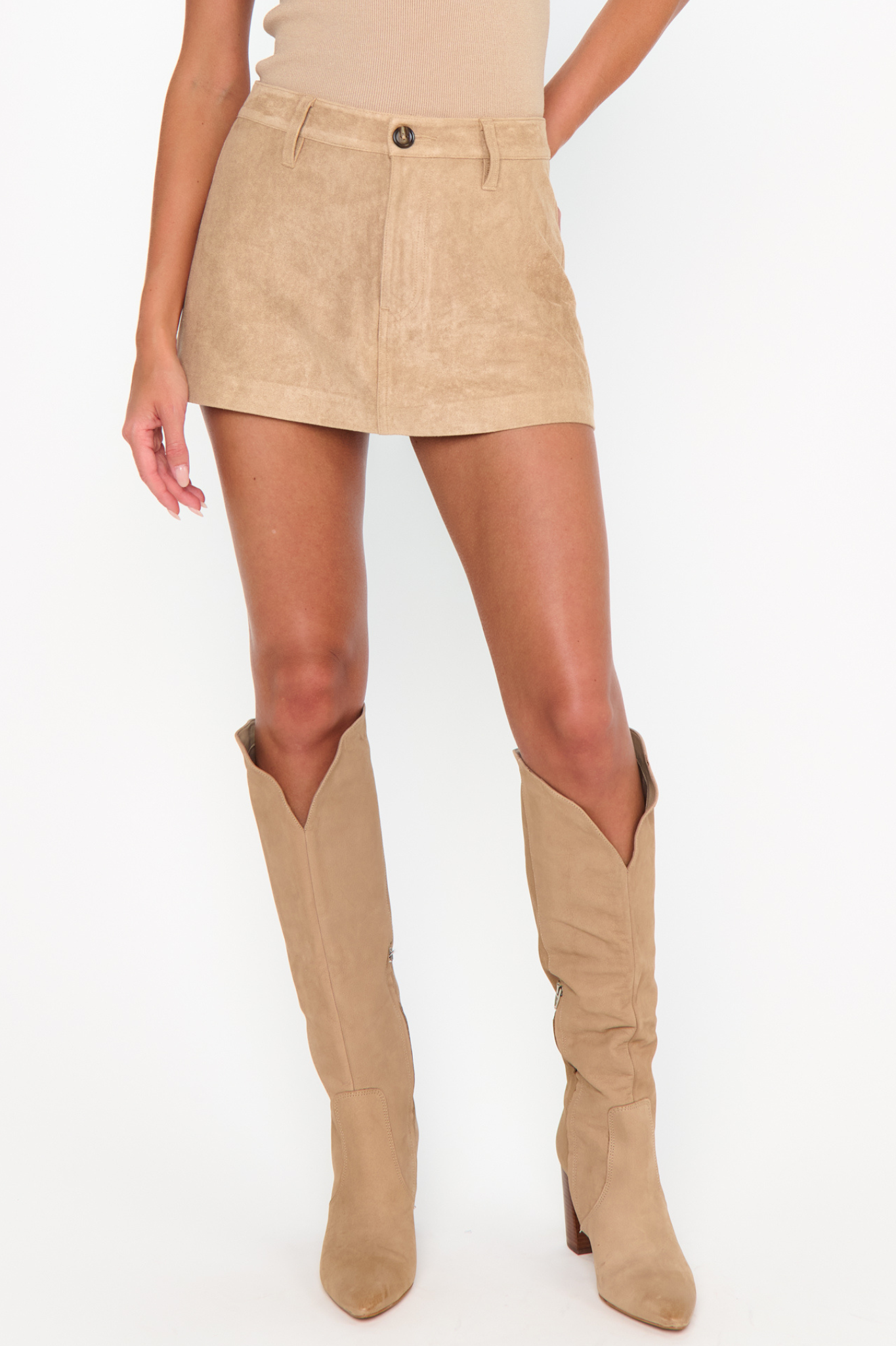 Vancouver Beige Suede Skort