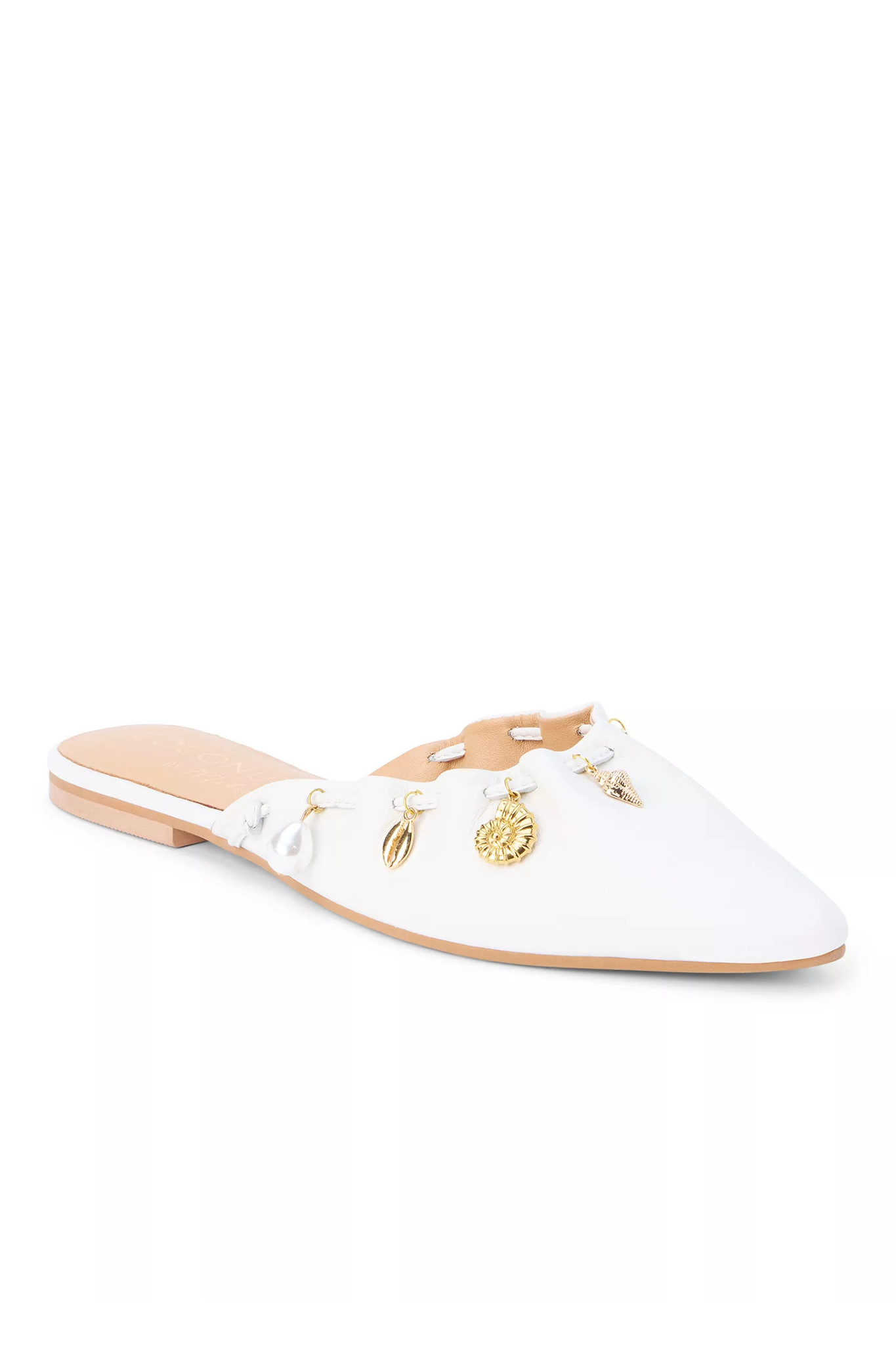 Monette White Leather Mule