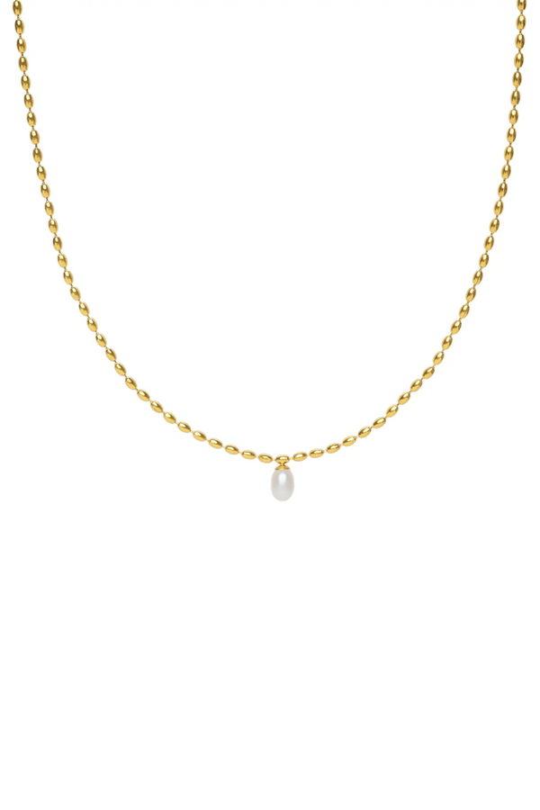 Gold Pearl Pendant Necklace