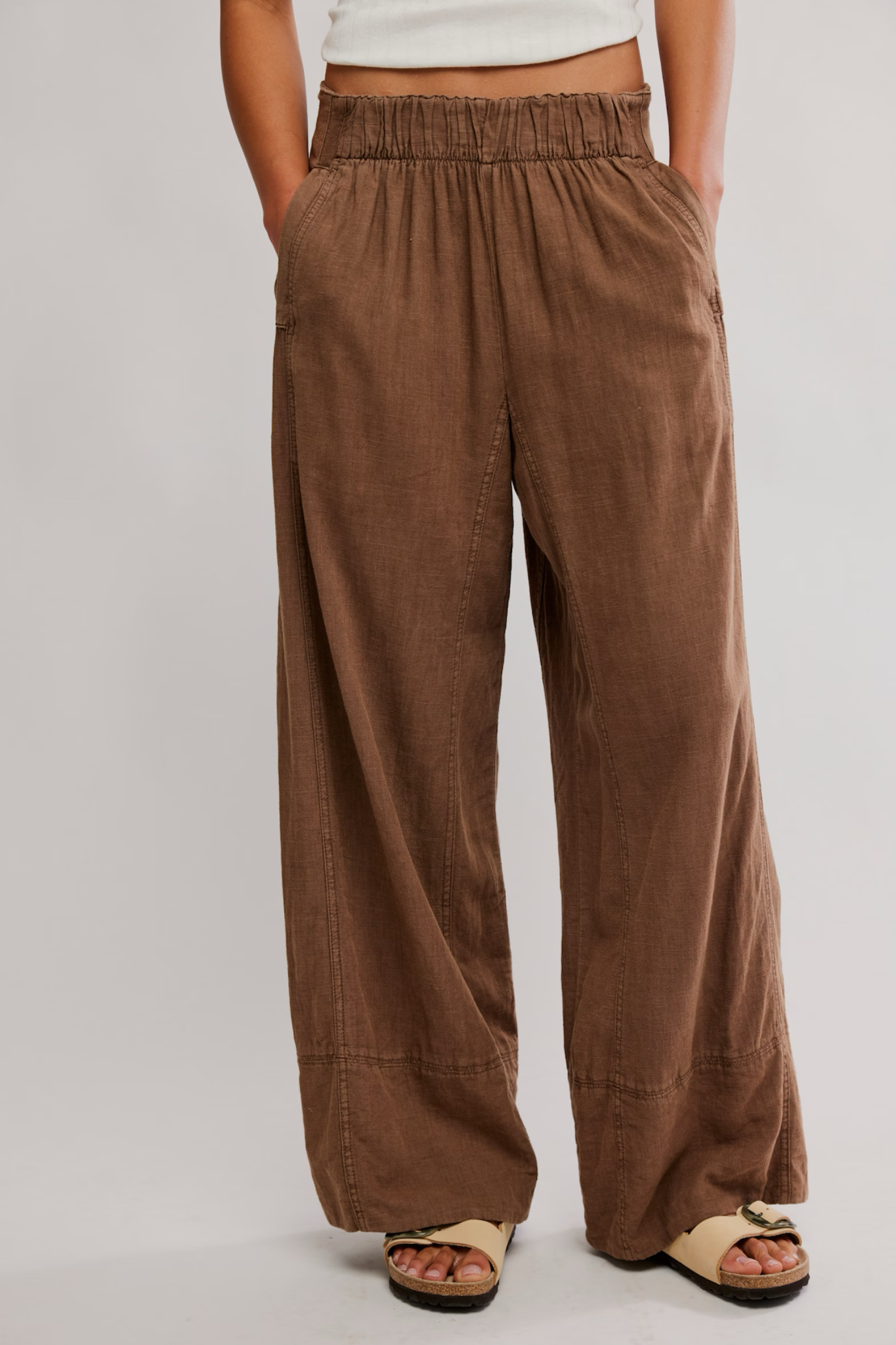 Days End Espresso Linen Pull On Pant