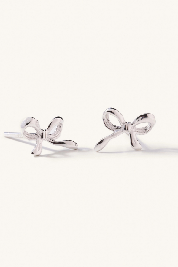 Dainty Silver Bow Studs