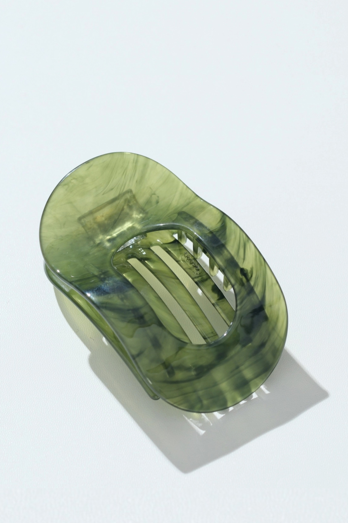 Olive Oval Flat Lay Claw Clip