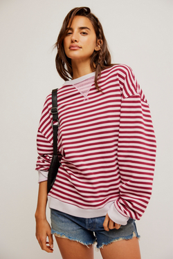 Raspberry Classic Striped Crew