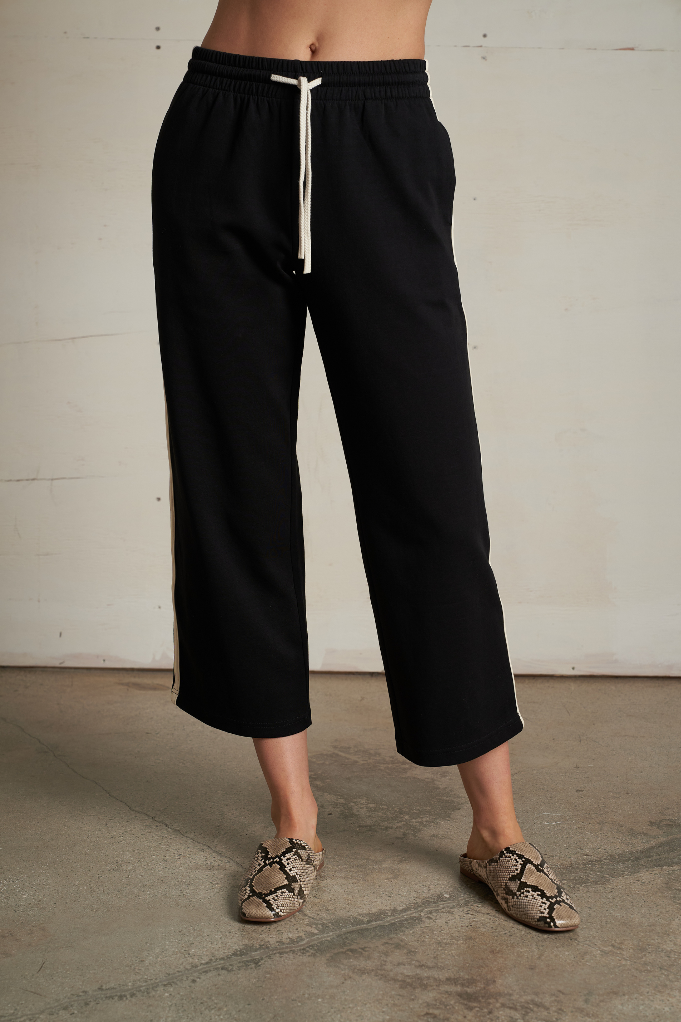 Claud Black Cropped Travel Track Pant