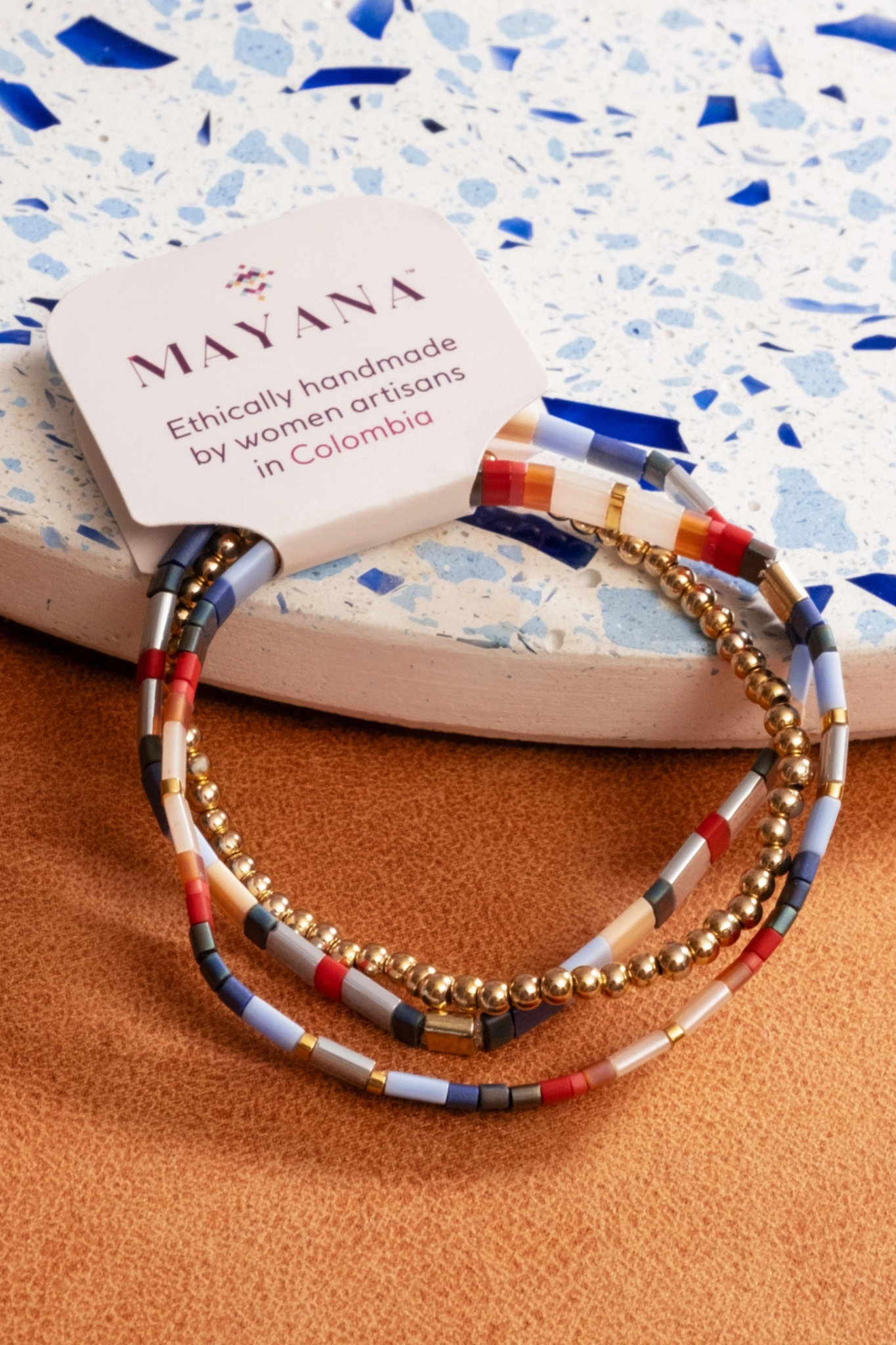 Blue/Red Tile Bracelet Set